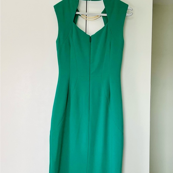 BCBG vibrant classy green dress with gold features around the neck line - Picture 2 of 5